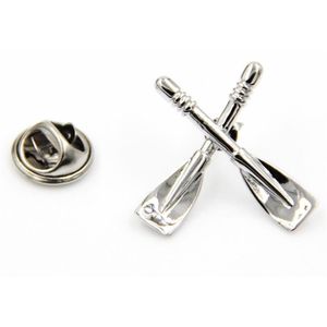 10pcs/lot Silver Oar Brooches Paddle Design Brooch Suit Lapel Pins Sticker Badge Men&Women Jewelry Gift