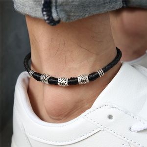 2021 Simple Handmade Leaf Anklets Woven Adjustable Rope Lucky Foot Bracelet For Women Men Jewelry