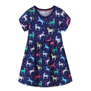 Jumping Meters Top Brand Rainbow Princess Girls Dresses 100% Cotton Summer Children Clothes Fashion Tunic Kids Party Dress 210529