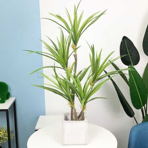 88 / 55cm palmeira tropical grande plantas artificiais falsificadas dracaena em vaso de plástico folha de palmeira verde planta de ar verde para casa decoração de jardim 210624