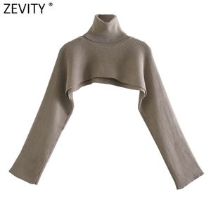 Zevity Women High Street Turtleneck Collar Solid Loose Sticking Sweater Kvinna Långärmad Chic Pullovers Höst Wrap Tops S484 210918