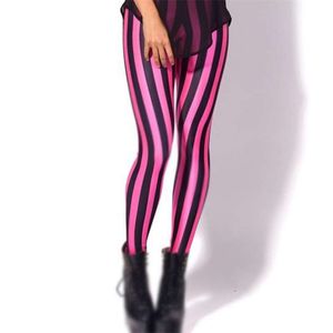 Kvinnor Stripe Leggings Slim Skinny Leggings Vit Svart Röd Rose Gul Striped Vår Sommar Running Gym Sträcka Byxor Byxor 210928