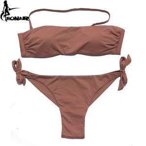 EONAR Bikini Solide Frauen Badeanzug Brasilianische Cut Bottom Set Push Up Bademode Femme Badeanzüge Sport Strand Tragen 210621