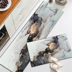 Black Ink Painting Abstract Kitchen Floor Carpet Rug Long Non-slip Washable Bath Mat Doormat For Entrance Door Nordic 220301