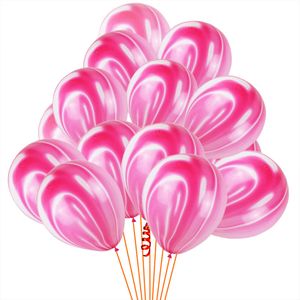 10st blå rosa agat marmor ballonger färgglada latex luft ballong för baby shower födelsedagsfest dekor barn parti leveranser 12 ''
