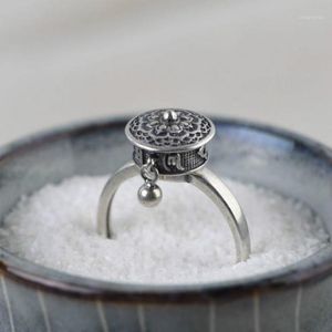 Cluster Rings Vintage Charm Six-Character Mantra Ring Punk Feng Shui Amulet Lucky Men's Women's Fashion Buddhist smycken gåvor