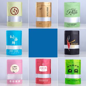 Sacchetti di imballaggio stampati con logo monocolore personalizzato con finestra trasparente Sacchetto di imballaggio per alimenti per animali domestici con chiusura a cerniera in alluminio a più colori