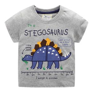 Springen Meter Sommer Dinosaurier T-shirts für Jungen Mädchen Tragen Kinder Baumwolle Kleidung Tiere Drucken Kinder Baby T-shirts Tops 210529