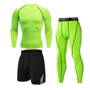 3 sztuk / zestaw męski dres sportowy garnitur siłowni fitness kompresyjny odzież biegnący jogging sport nosić ćwiczenia treningowe rajstopy 211006