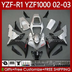 Feedings para Yamaha YZF R1 1000 CC YZF-R1 YZFR1 02 03 00 01 Corpo 90NO.62 YZF1000 YZF R1 1000CC 2002 2000 2000 2001 YZF-1000 2000-2003 Black Silvery OEM Bodywork