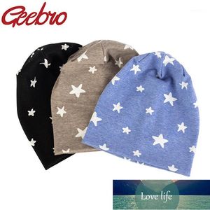 Geanie / Crânio Tampões Geebro Mulheres Algodão Estrela Gorros de Estanho Primavera Outono Feminino Feminino Beanie Caláss Boné Slouchy Bonnet para Senhoras Presente1