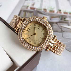 Top marca relógios mulheres menina cristal estilo quadrado aço banda de quartzo relógio de pulso bur02