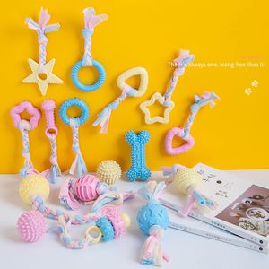 Pet toys dog chew TPR rope knot toy bite resistant molar teeth cleaning rubber dogs training pets supplies