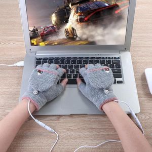Мужские женские Обеспеченные мужские Отопительные перчатки USB 5V Утечки Зимние Теплые варежки Ноутбук Половина Безвоздывателя Электрические перчатки1