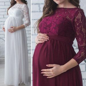 Mamma designer klänningar gravida kvinnor baby shower klänning pografi rekvisita graviditetskläder spets maxi klänning för po shoot mode komforte mjuk kläder trevligt utseende