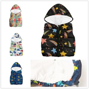 Rainbow Star Baby Boys Vest Children Waistcoat Clothes Dino Kids Sleeveless Jacket Coat Boy Tops Hooded Overcoat Fleece Outfits 210413