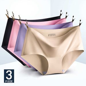 3 adet / takım Dikişsiz Külot Kadın Külot Seksi Kadın Külot Külot Görünmez Külot Katı Renk Yumuşak Samimi Lingerie M-2XL Y0823