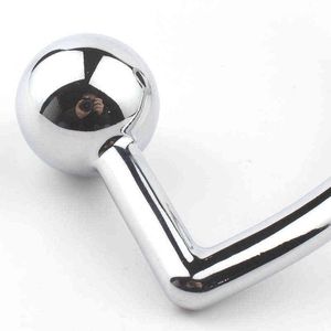 Gay Butt Plug Gancio anale in metallo in acciaio inossidabile con anello per pene a sfera per maschio Anal Plug Dilatatore Pene Castità Lock Cock Ring Y1029