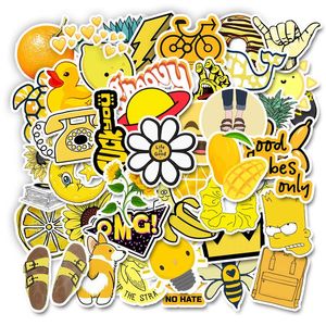 50pcs Yellow VSCO Stickers Skate Accessories For Skateboard Laptop Luggage Bicycle Motorcycle Phone Car Decals Party Decor