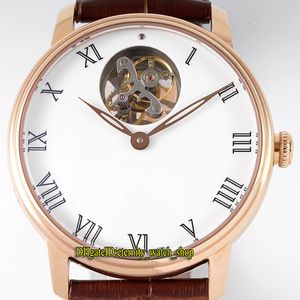 Etykiety Zegarki JBF Tourbillon Volant Une Minute 12 Jours Cal.25 Tourbillons Automatyczne 66240-3631-55b White Dial Mens Watch Rose Gold Case Sapphire Skórzany Pasek