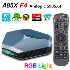 A95X F4 Android 11.0 TV Box Amlogic S905X4 8K RGB Light Smart TVbox 4GB 64GB 32GB eMCP Plex media server 2.4G 5G Dual WIFI Bluetooth 2G 16G Home Player
