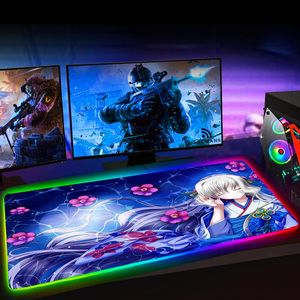 Podkładki podgarskie Nadgarstek spoczywa na gamie komputera Pad tabeli gamer Dywan mausepad Anime Mat Cute Mousepad RGB Duży dywan dla XXL Desk Protector DIY