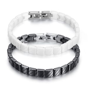 Pulseiras para mulheres Pulseiras Blackwhite delicadas Decoração de aço inoxidável decoração jóias cerâmicas