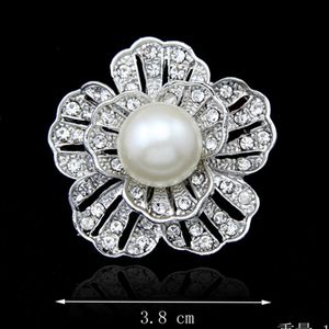 12PCS Vintage Style Faux Pearl Crystals Pretty Flower Wedding Bouquet Brooch Pins