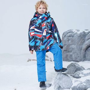 Skidåkare LEOSOXS Ski Suit Barnens Vinter Varma Snöskor Och Tjejer Ställ in Utomhusförtjockning Vattentät