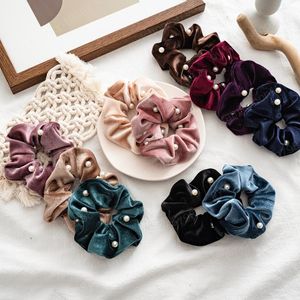 Włosy Scrunchies z perłą Dziewczyna Aksamitna Elastyczna Hairbands Duże Witryny Włosiane do kobiet Uchwyt Ponytail Akcesoria do włosów