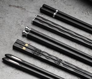 5 par Chopsticks Set Spiczasty kotlet Pałeczki powszechnie używane w użytkowaniu domu i pudełko mm Czarna kolacja Chopstick SN5906