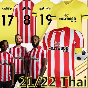 Amarelo De Maillot venda por atacado-21 abelhas Futebol Jerseys Home Award Fosu Mbeumo Toney Dasilva Forss Canos Camisetas Maillot de Foot Adulto Men Kit Futebol Camisas