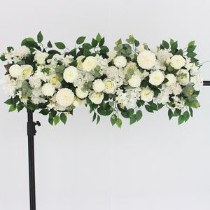 Decorative Flowers 100CM DIY Wedding party Flower Wall Arrangement Supplies Silk Peonies Rose lead Artificial Row Decor Iron Arch 246E