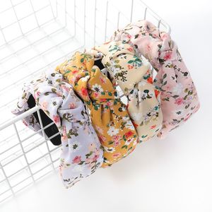 Moda Pequena Faixa Impresso Floral Bandana Nó Headbands para Mulheres Elegante Largo Frada Fada Cabeça de Cabelo Acessórios