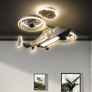 Wholesale aircrafts models resale online - Ceiling Lights Fan Aircraft Lamp Children s Room Boy Bedroom Chandelier Creative Combat Helicopter Model Lighting