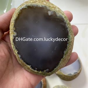 Natural Enhydro Agate Mineral Semi-polished Specimen Arts Display Freeform Enhydritic Geode Quartz Crystal Stone ~FREE Moving Ancient Water Bubble within Cavity