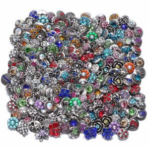 6st / lot snap knäppas diy kristall rhinestone armband bangle metall charm smycken gör tillbehör mix stilar bt6769