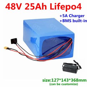 48V 25Ah 20Ah 30Ah LiFePo4 battery with BMS 16S for Agv robot motorcycle e-bike Telecommunications Energy storage+5A charger
