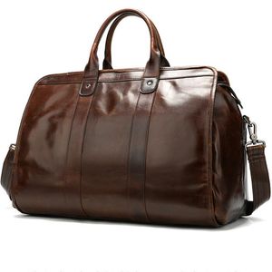 Large Capacity Travel Bag Top Layer Leather Handbag Soft Luggage Tote Duffel Bags
