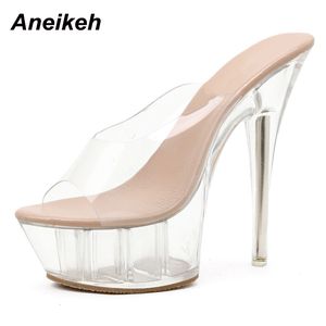 منصة الصيف PVC Peep Toe Thin High Heel Fashion Maseise Modern Modern Slippers Soliders For Women Party 210507 Gai