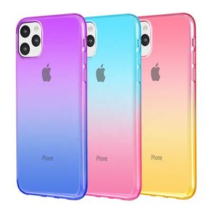 Fodral för iPhone 11 Pro X XS max XR 7 8 Plus SE Soft Silicone TPU Protective Back Cover Gradient Colors Desinger Phone Fodral