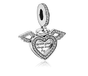 Fit Pandora Charm Bracelet European Wings of Angels Spacer Dangle Silver Crystal Charms Beads DIY Snake Chain For Women Pendant & Necklace Jewelry