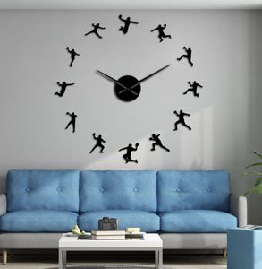 De senaste väggklockorna, 3D Super Large Acrylic Mirror Wall Clock, Creative Diy American Basketball Home Decoration Stickers, många stilar att välja