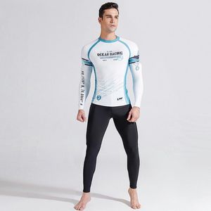 Schwimmkleidung 2021 L-5xl Big Man Rash Guard Männer Langarm Badeanzug UPF 50 koreanische Badebekleidung UV Hemd Surfanzug Rashguard Tauchkleidung