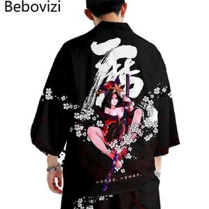 Ethnic Clothing Fashion Japanese Kimono Suit Samurai Harajuku Cardigan Women Men Cosplay Yukata Tops Pants Set Plus Size 5XL 6XL Loose Succu