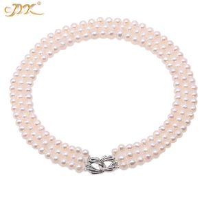 JYX Royal Style Advanced Pearl choker 3 fili 6.5-7mm collana di perle naturali 17-19' regalo donna