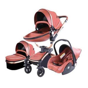 Baby Stroller wholesale hot-selling 3 in 1 Luxury Pram for Born Carriage PU Leather High Landscape Trolley Car 360 Rotating Baby Pushchair Shell