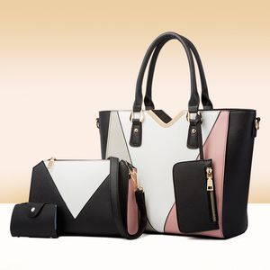 HBP Casual Pu Couro Mulheres Pu Bolsas De Couro Bolsas De Capacidade Grande Capacidade 4 Peças Definir Messenger Bag Alta Qualidade Saco De Ombro Feminino