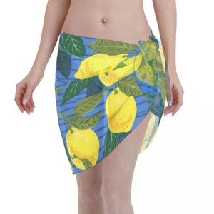 Kvinnors badkläder Kvinnor strandbikini täcker citrus citroner wrap kjol sarong halsduk strandkläder baddräkt baddräkter