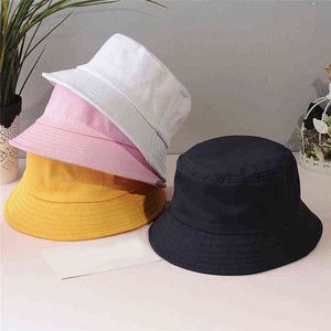 Korean Adult Kids Summer Foldable Bucket Hat Solid Color Hip Hop Wide Brim Beach UV Protection Round Top Sunscreen Fisherman Cap G220311
